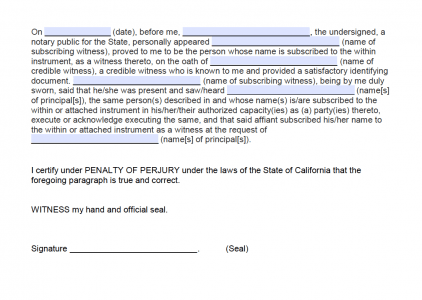 Free California Notarial Certificate - Jurat - PDF - Word