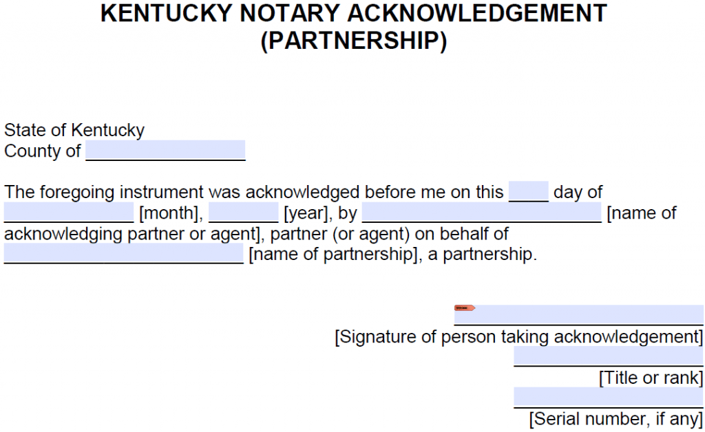 Free Kentucky Notary Acknowledgement Forms - PDF - Word