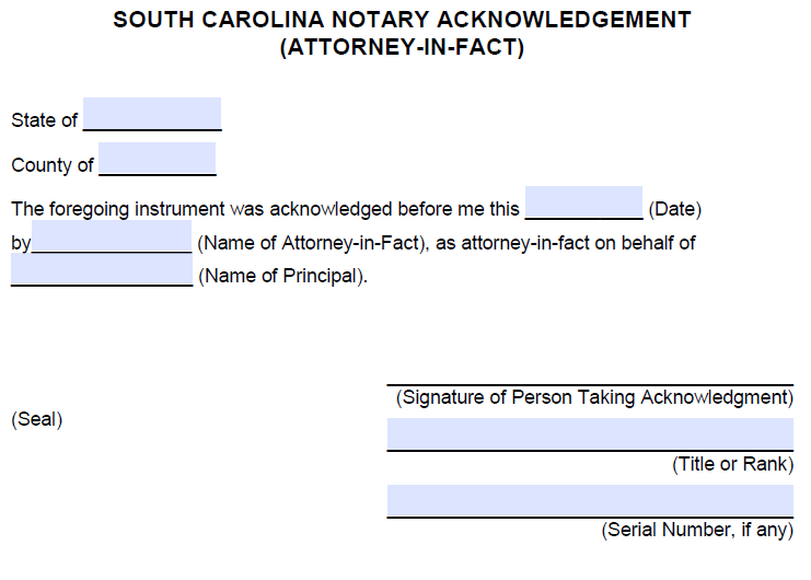 Free South Carolina Notarial Certificate Jurat Statement Pdf Word 3904