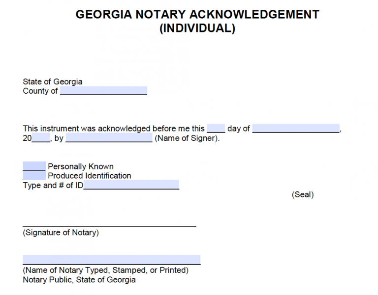 Free Georgia Notary Acknowledgement Forms PDF Word Free Georgia Notary Acknowledgement Forms PDF Word