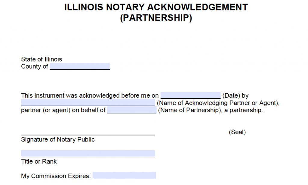 Free Illinois Notary Acknowledgement Forms Pdf Word