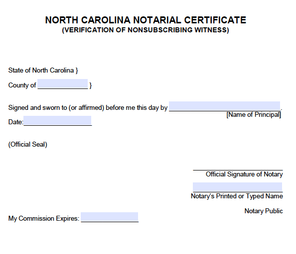 Free North Carolina Notary Acknowledgement Forms Pdf Word 7086