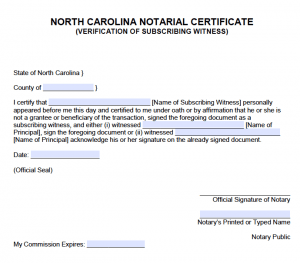 Free North Carolina Notary Acknowledgement Forms - PDF - Word