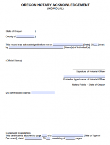 Free Oregon Notary Acknowledgement Forms - PDF - Word