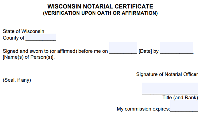 Free Wisconsin Notary Acknowledgement Forms - PDF - Word